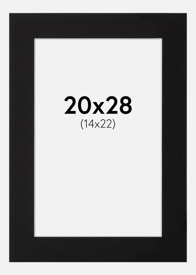 Passepartout Svart Standard (Hvit Kjerne) 20x28 cm (14x22)