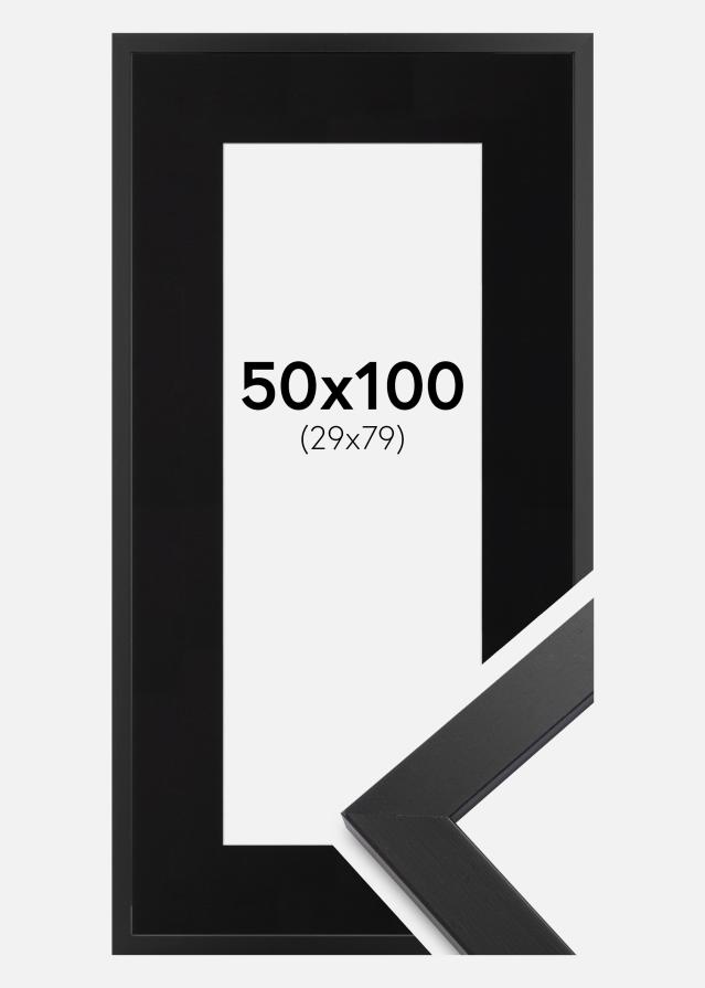 Ramme Black Wood 50x100 cm - Passepartout Svart 30x80 cm