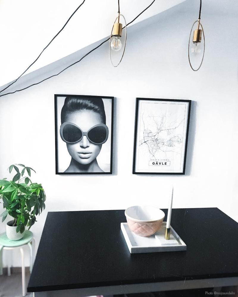 Kart - Gävle - Hvit Plakat