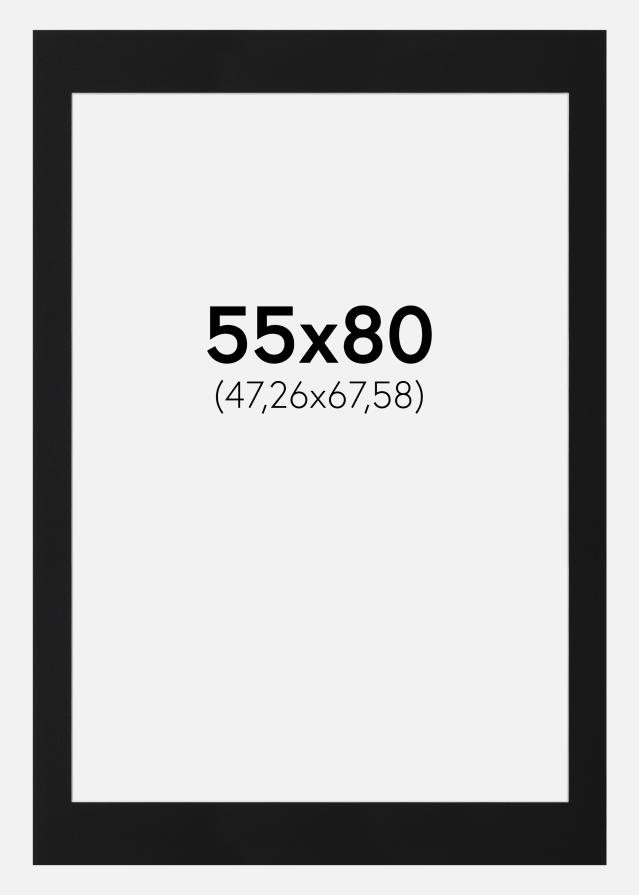 Passepartout Svart Standard (Hvit kjerne) 55x80 cm (47,26x67,58)