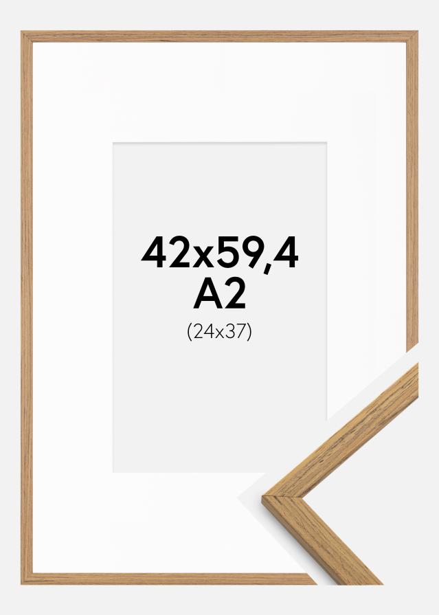 Ramme Edsbyn Teak 42x59,4 cm (A2) - Passepartout Hvit 25x38 cm