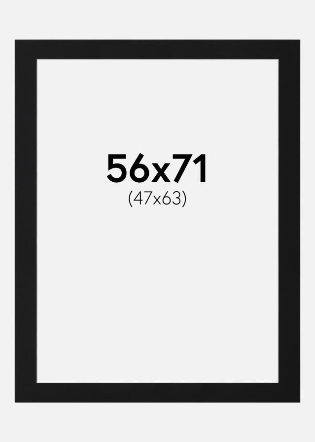 Passepartout Svart Standard (Hvit kjerne) 56x71 cm (47x63)