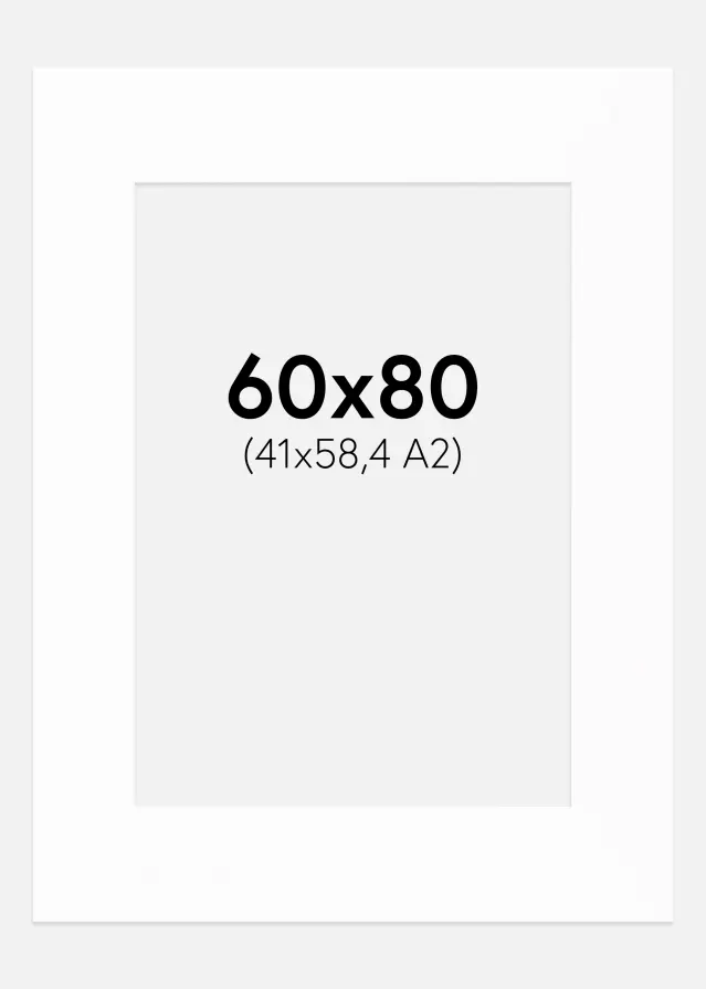 Passepartout XL Standard Hvit (Hvit Kjerne) 60x80 cm (41x58,4 - A2)