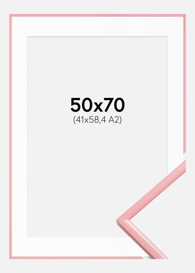 Ramme New Lifestyle Rosa 50x70 cm - Passepartout Hvit 42x59,4 cm (A2)