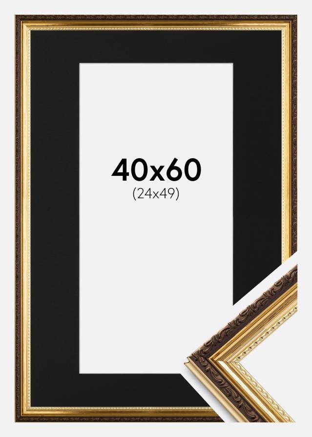 Ramme Abisko Gull 40x60 cm - Passepartout Svart 25x50 cm