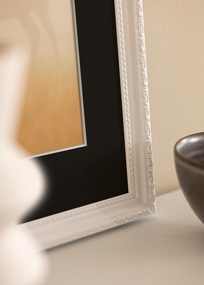 Ramme Abisko Hvit 28x35 cm - Passepartout Svart 8x10 inches