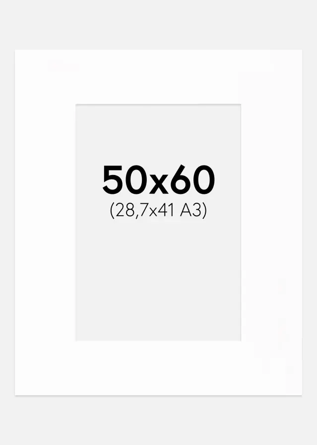 Passepartout XL Standard Hvit (Hvit Kjerne) 50x60 cm (28,7x41 - A3)
