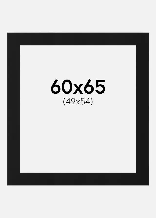 Passepartout Svart Standard (Hvit kjerne) 60x65 cm (49x54)