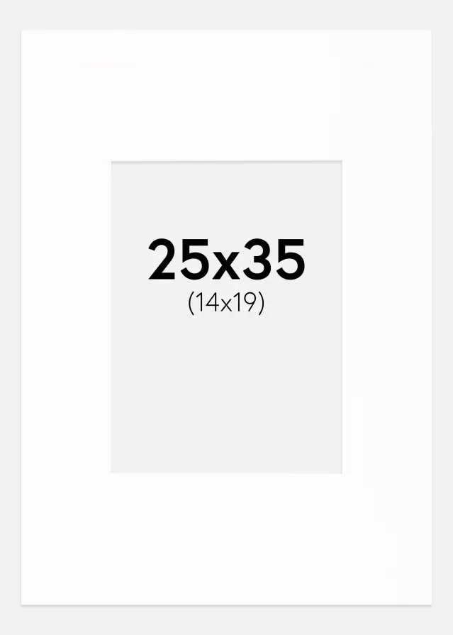 Passepartout XL Standard Hvit (Hvit Kjerne) 25x35 cm (14x19)