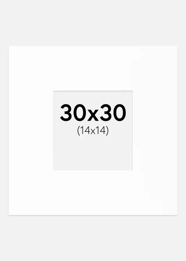 Passepartout XL Standard Hvit (Hvit Kjerne) 30x30 cm (14x14)