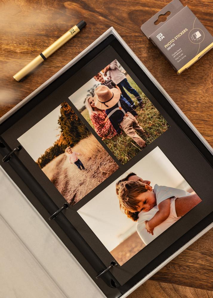 KAILA THROWBACK Grey - Coffee Table Photo Album (60 Svarte Sider / 30 Ark)