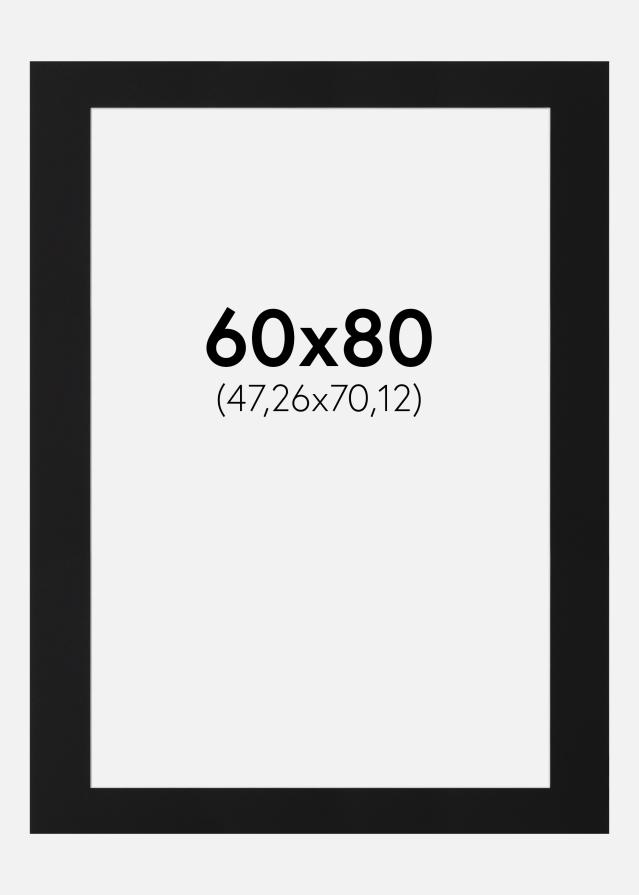 Passepartout Svart Standard (Hvit kjerne) 60x80 cm (47,26x70,12)