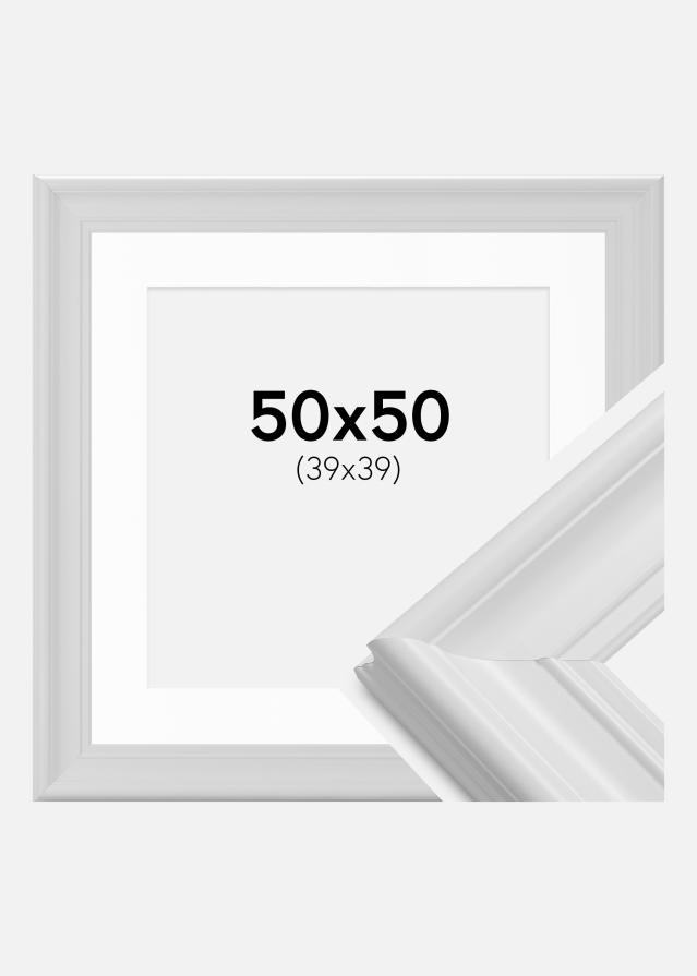 Ramme Mora Premium Hvit 50x50 cm - Passepartout Hvit 40x40 cm