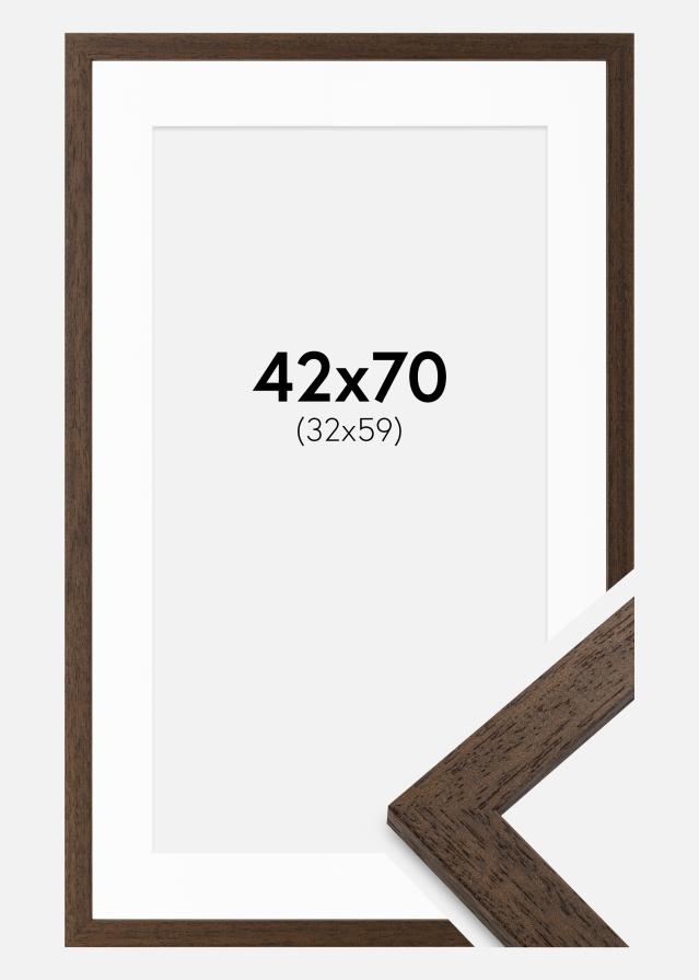 Ramme Brown Wood 42x70 cm - Passepartout Hvit 33x60 cm