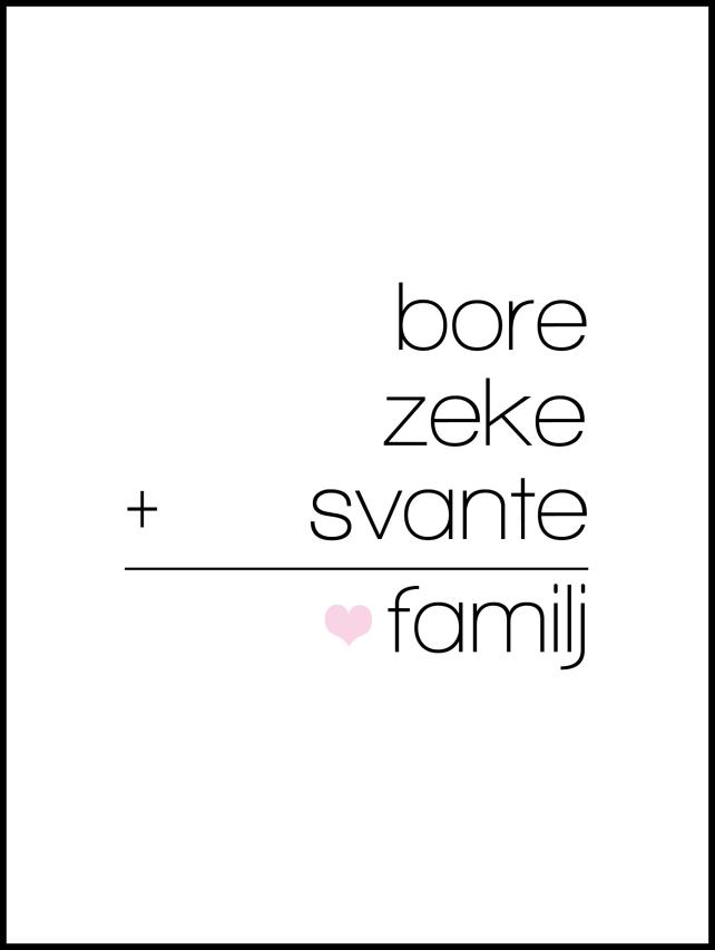 Familieligning Hvit - 3 Navn