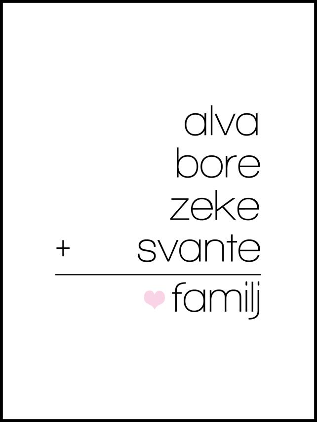 Familieligning Hvit - 4 Navn