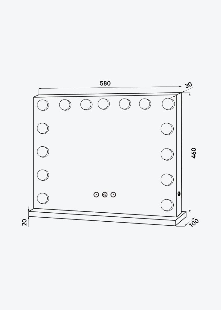 KAILA Sminkespeil Hollywood 15 Svart 58x46 cm