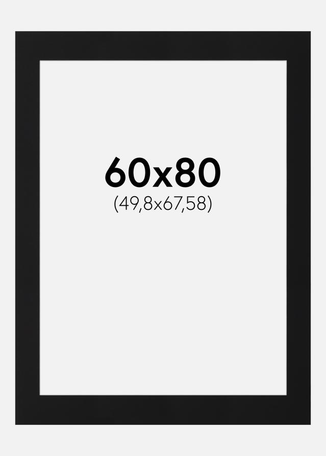 Passepartout Svart Standard (Hvit kjerne) 60x80 cm (49,8x67,58)