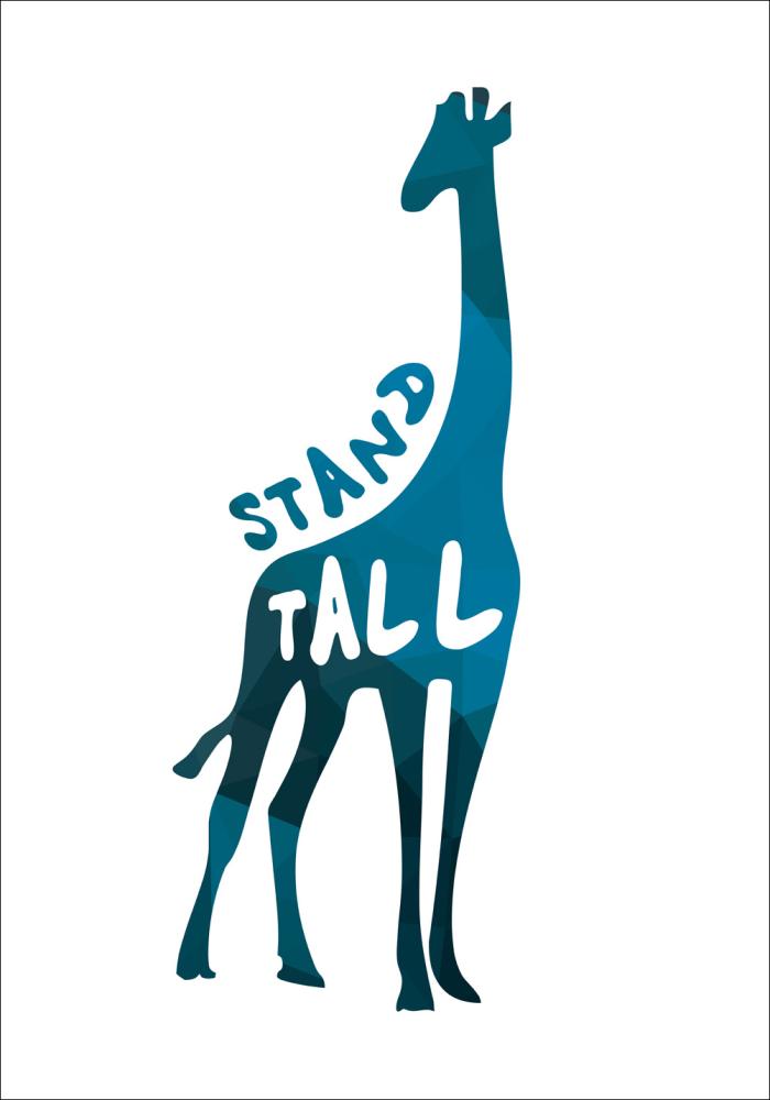 Giraffe stand tall - Blå Plakat