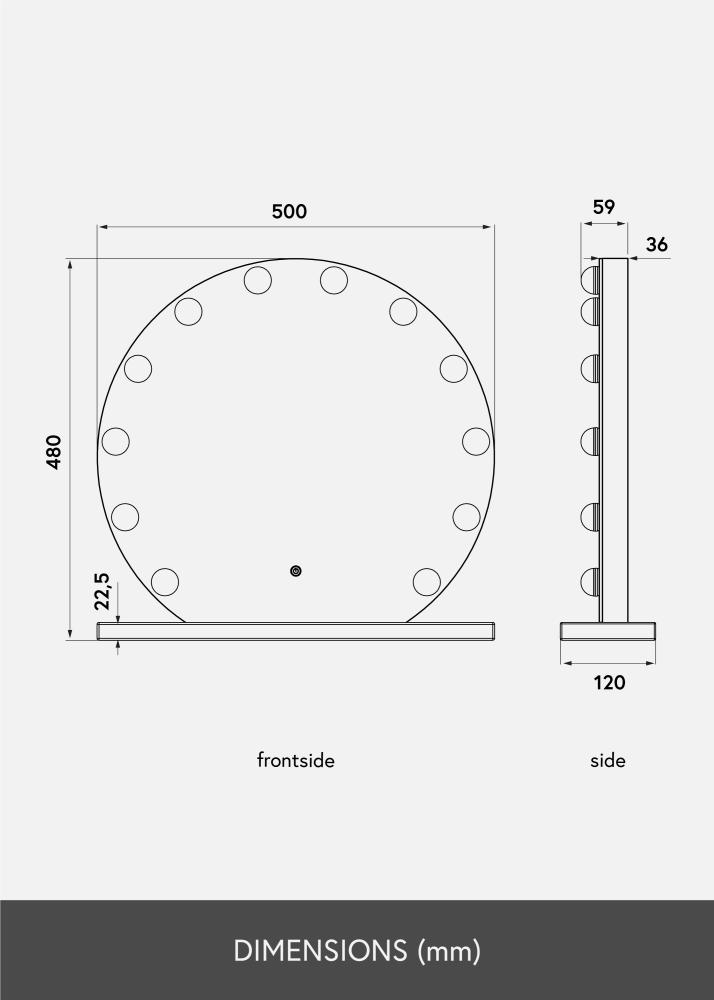KAILA Sminkespeil V Hvit - 50x48 cm