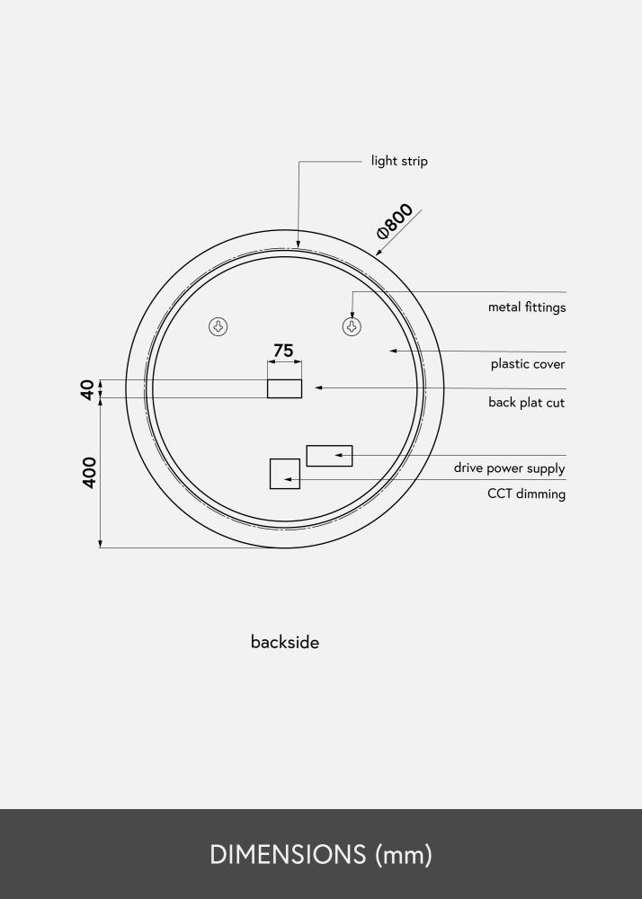 KAILA Speil LED 80 cm Ø