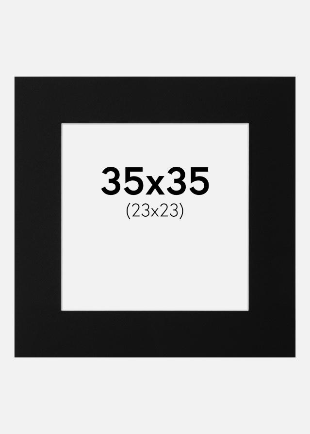 Passepartout Svart Standard (Hvit Kjerne) 35x35 cm (23x23)