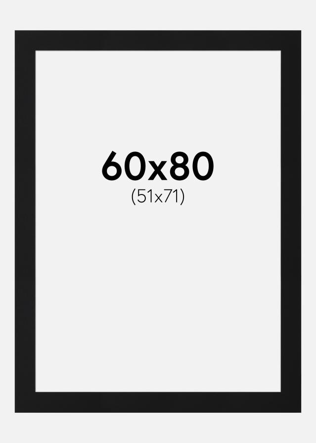 Passepartout Svart Standard (Hvit kjerne) 60x80 cm (51x71)
