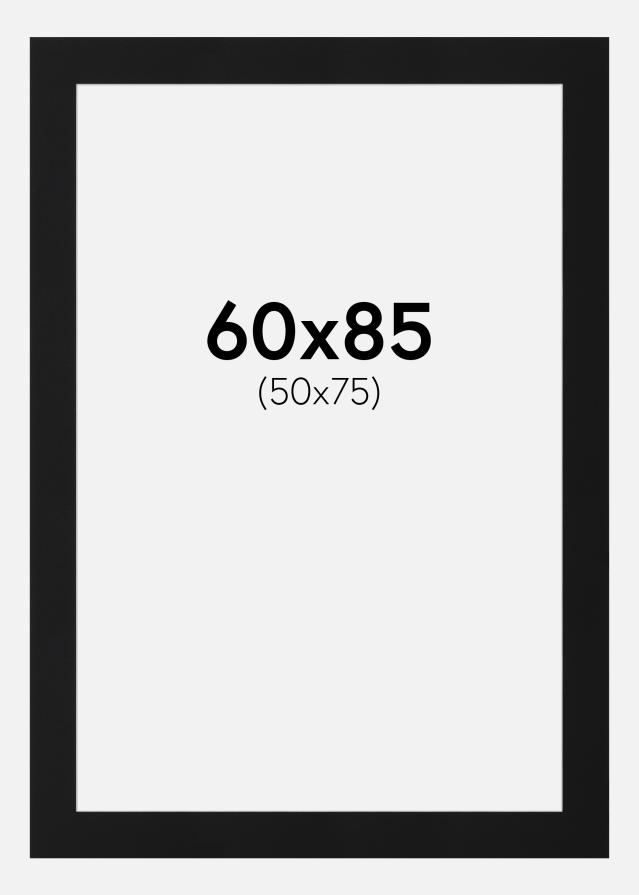 Passepartout Svart Standard (Hvit kjerne) 60x85 cm (50x75)