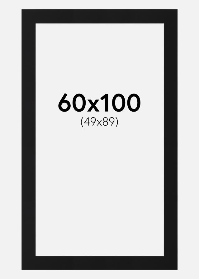 Passepartout Svart Standard (Hvit kjerne) 60x100 cm (49x89)