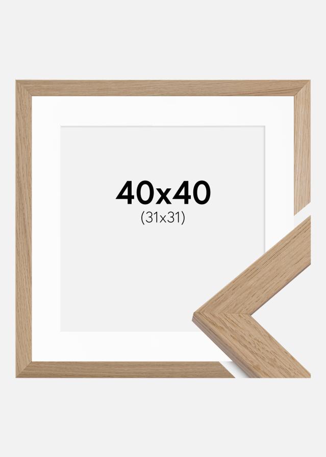 Ramme Trendline Eik 40x40 cm - Passepartout Hvit 32x32 cm