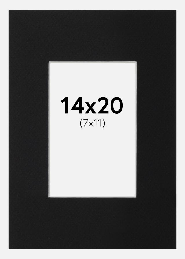 Passepartout Svart Standard (Hvit kjerne) 14x20 cm (7x11)