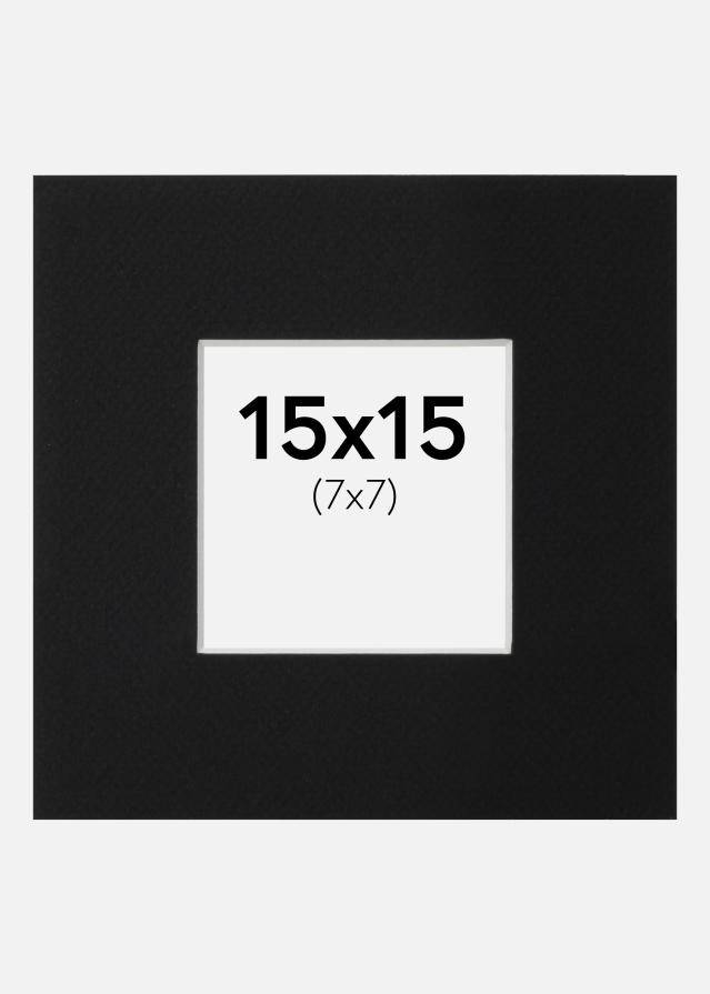 Passepartout Svart Standard (Hvit kjerne) 15x15 cm (7x7)