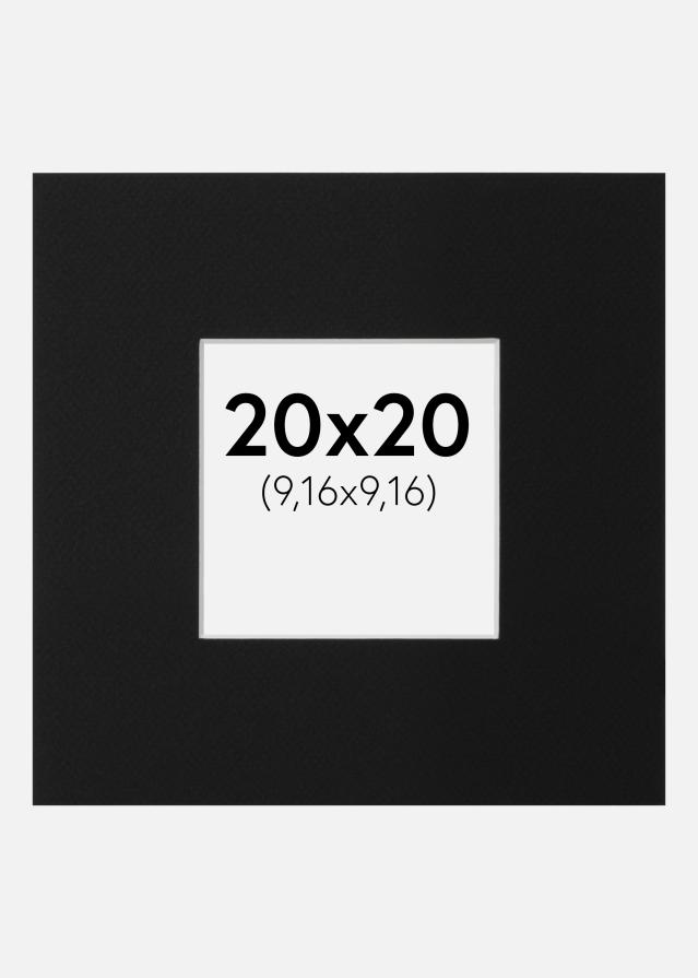 Passepartout Svart Standard (Hvit kjerne) 20x20 cm (9,16x9,16)