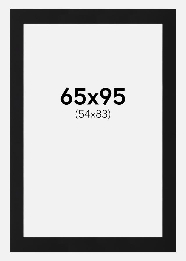 Passepartout Svart Standard (Hvit kjerne) 65x95 cm (54x83)
