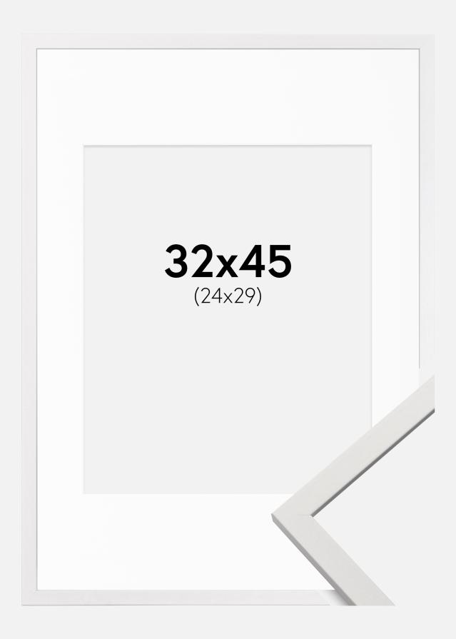 Ramme Edsbyn Hvit 32x45 cm - Passepartout Hvit 25x30 cm