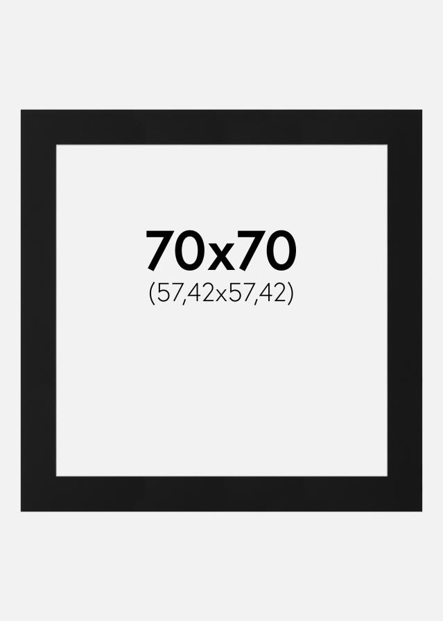 Passepartout Svart Standard (Hvit kjerne) 70x70 cm (57,42x57,42)