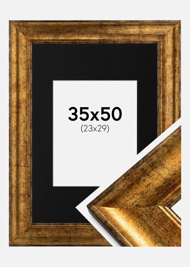 Ramme Saltsjöbaden Gull 35x50 cm - Passepartout Svart 24x30 cm