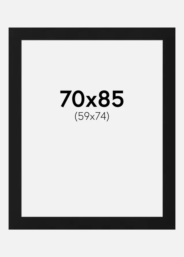 Passepartout Svart Standard (Hvit kjerne) 70x85 cm (59x74)