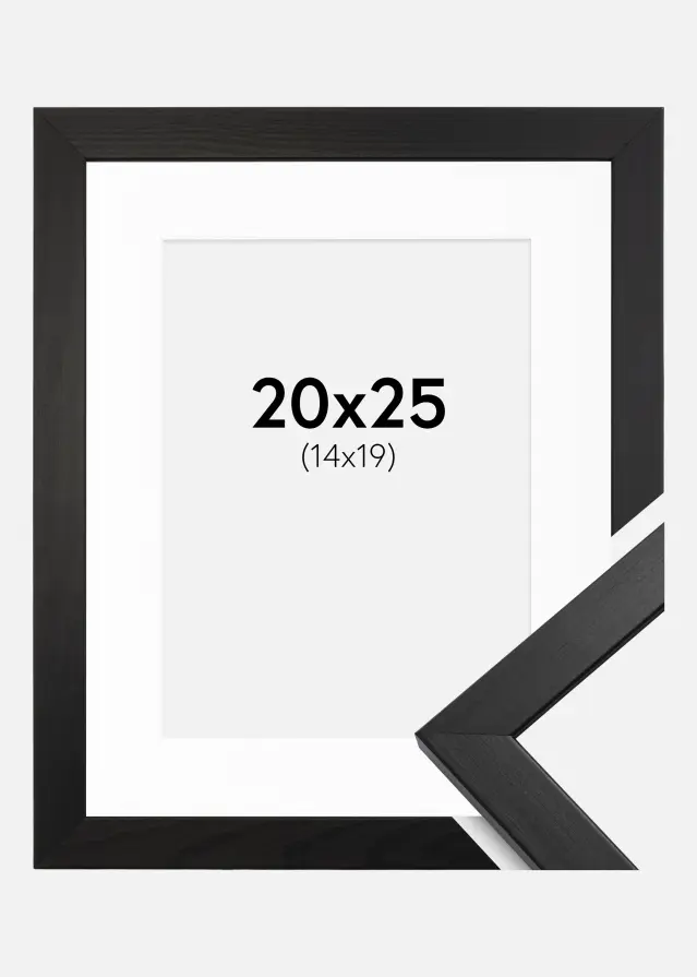 Ramme Stilren Svart 20x25 cm - Passepartout Hvit 15x20 cm