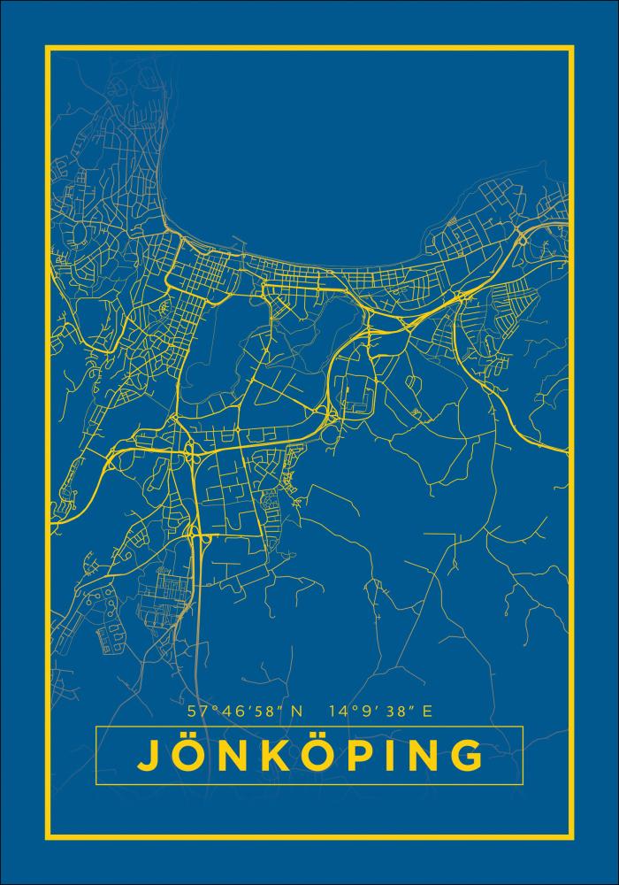 Kart - Jönköping - Poster - Blå