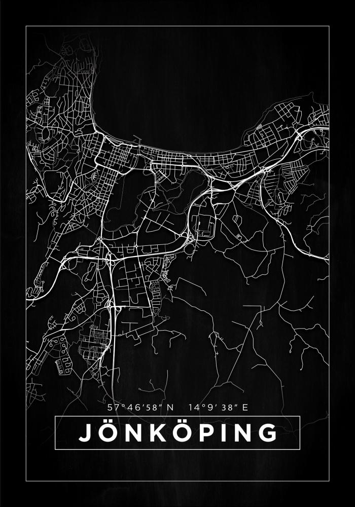 Kart - Jönköping - Poster - Svart Plakat