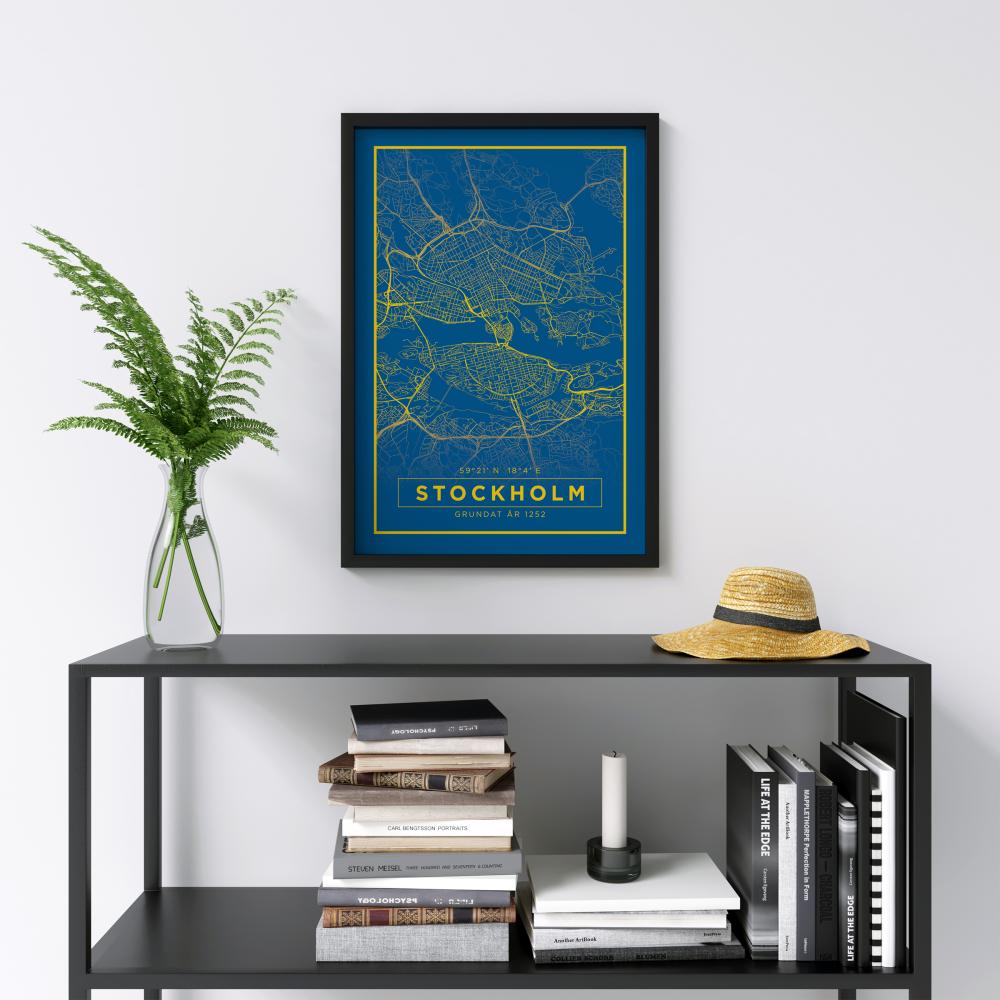 Kart - Stockholm - Poster - Blå