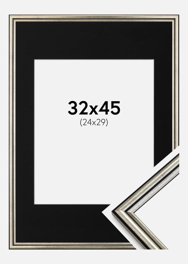 Ramme Horndal Sølv 32x45 cm - Passepartout Svart 25x30 cm