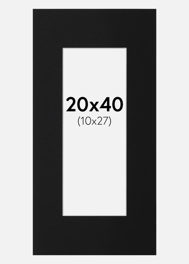Passepartout Svart Standard (Hvit kjerne) 20x40 cm (10x27)