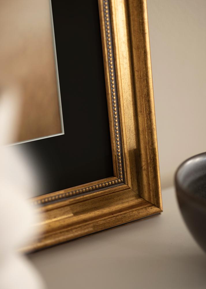 Ramme Rokokko Gull 40x50 cm - Passepartout Svart 29,7x42 cm (A3)