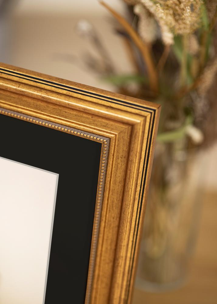 Ramme Rokokko Gull 40x50 cm - Passepartout Svart 29,7x42 cm (A3)