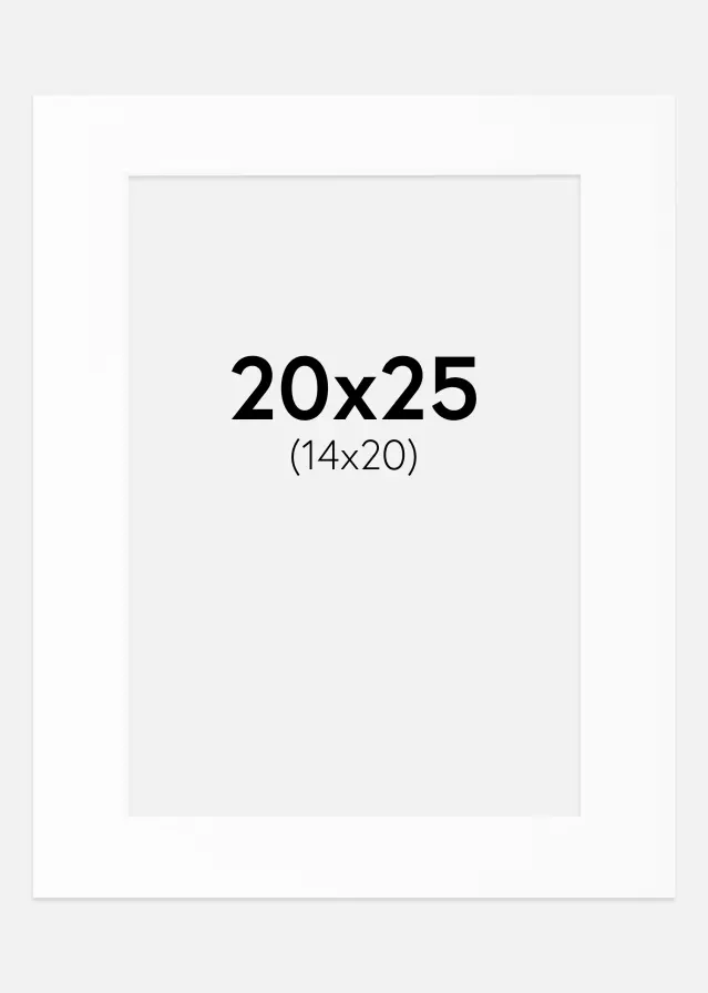 Passepartout Hvit Standard (Hvit kerne) 20x25 cm (14x20)