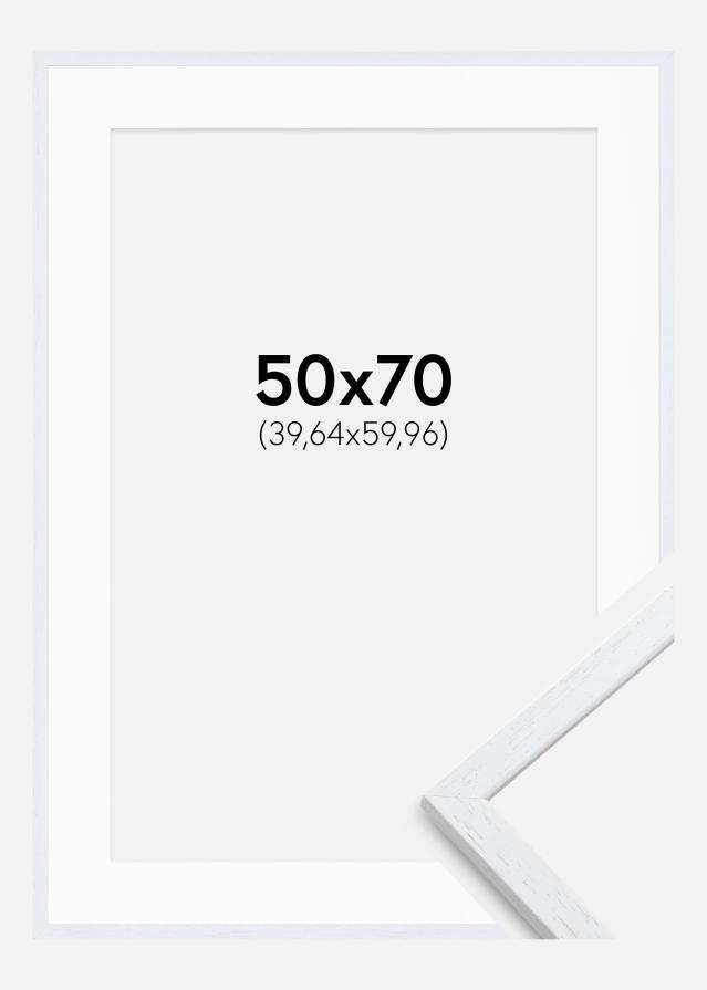 Ramme Edsbyn Warm White 50x70 cm - Passepartout Hvit 16x24 inches