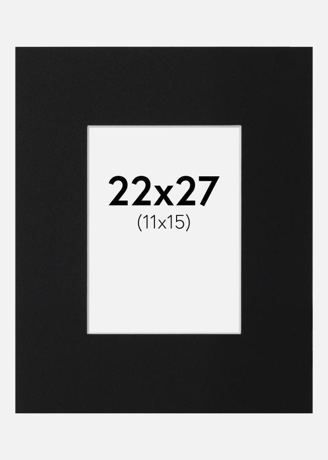 Passepartout Svart Standard (Hvit kjerne) 22x27 cm (11x15)