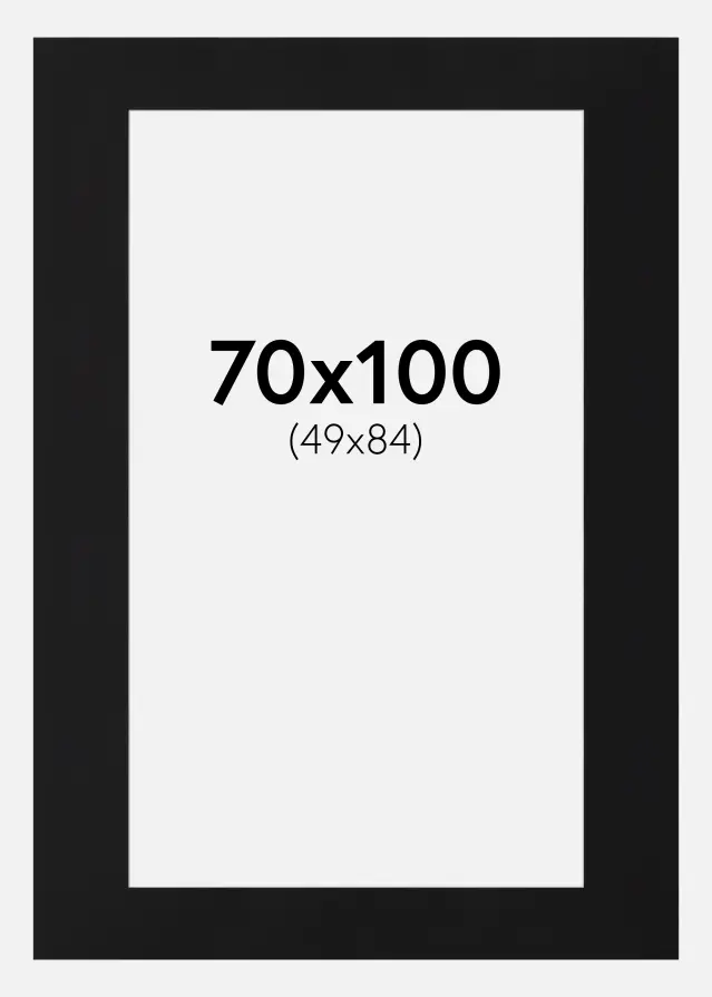 Passepartout Svart Standard (Hvit kjerne) 70x100 cm (49x84)